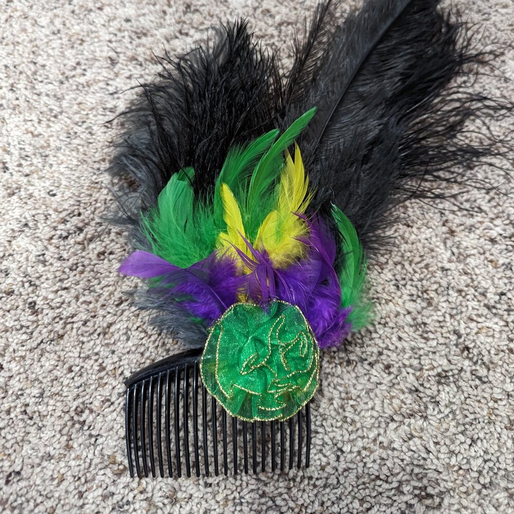 Headpiece Feather Hair Clip Party Head Accessory Show Girl Mardi Gras